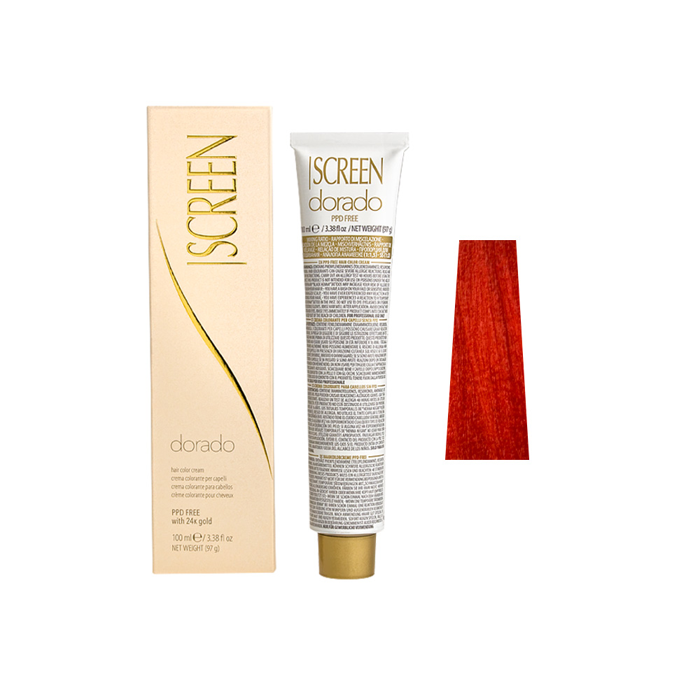 Крем-фарба для волосся перманентна з 24-каратним золотом SCREEN Dorado 7RRF (7.446) Coral, 100 ml - 1